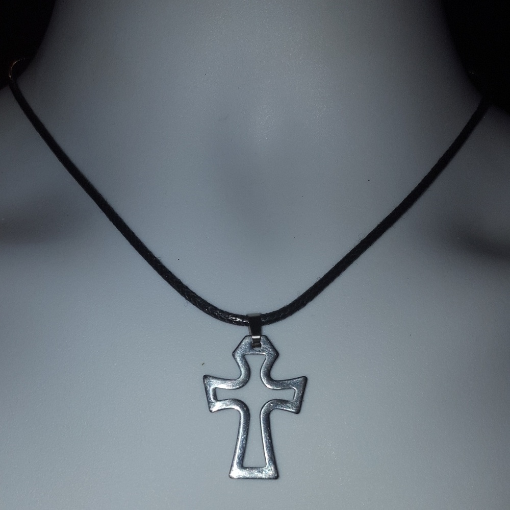 New Silver Cross with cord Open Cross BY BEAU DEFI